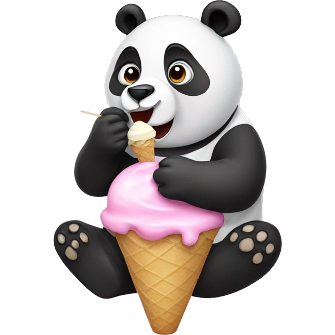Panda eating ice cream emoji