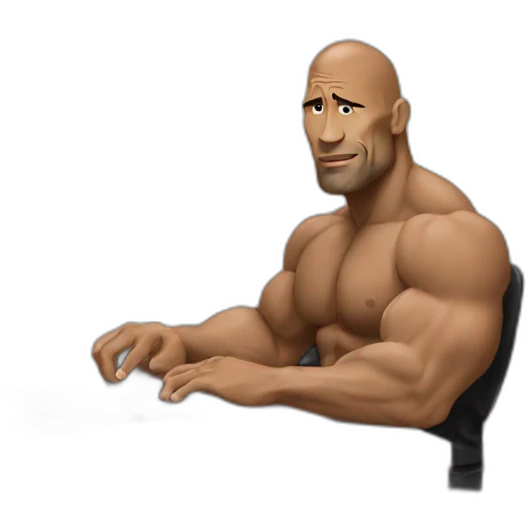 the rock working on macbook laptop emoji