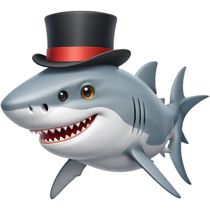 Shark with a top hat emoji