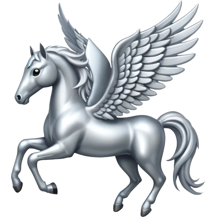 Silver horse with wings full body  emoji