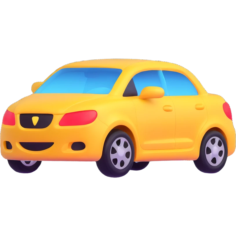 elegant 3D emoji of a car with a transparent protective film, shiny and sophisticated finish emoji