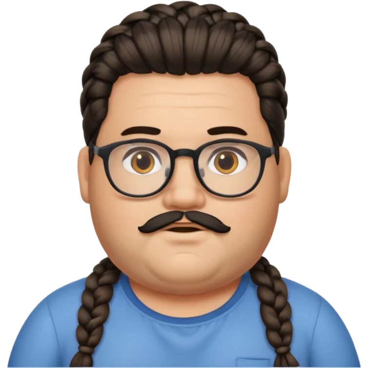 I want an emoji of a chubby person with glasses and a beard, with braided hair and a black beard emoji