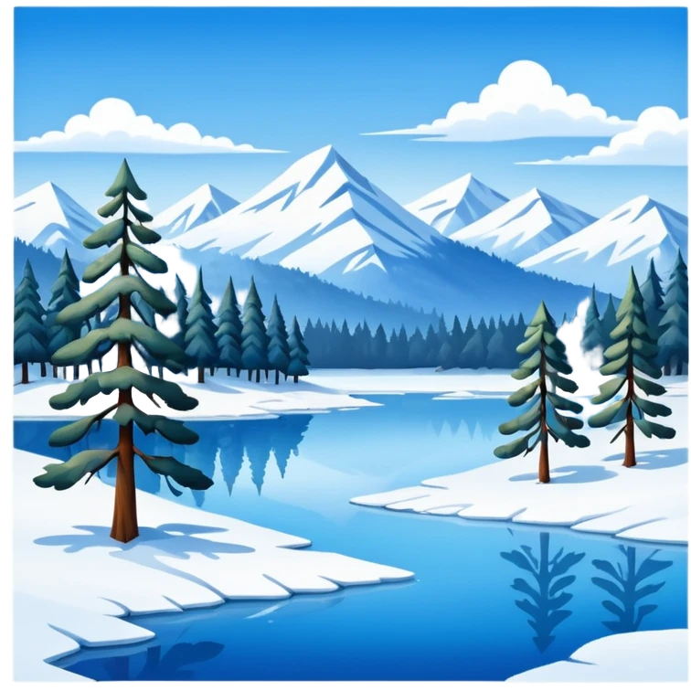 small painting with winter landscape emoji