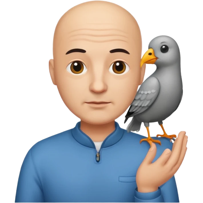 bald man with bird emoji