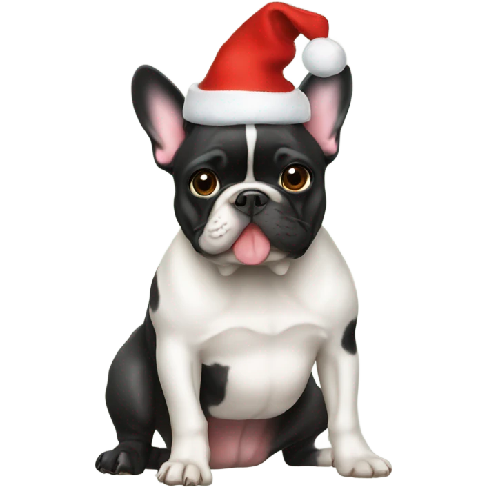 French bulldog Christmas hat emoji