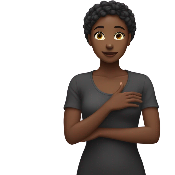 Black girl putting hand on heart emoji