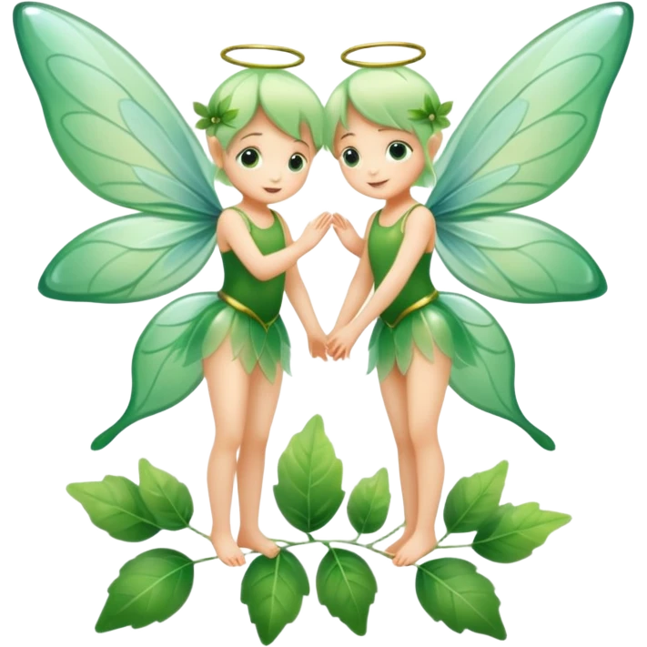 small fairies with glass and leaves wings emoji