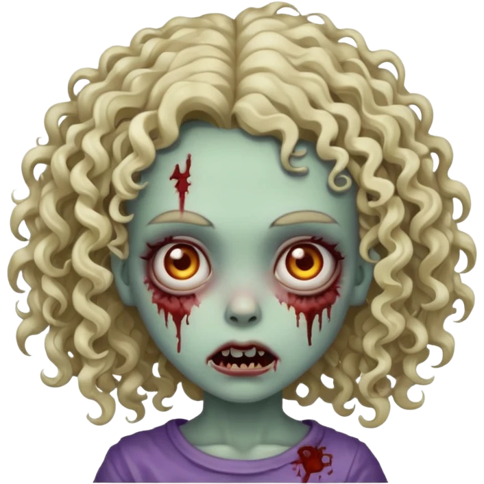 zombie girl, curly head hair emoji