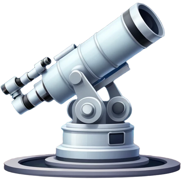 An icon featuring visible planets, distant stars, and galaxies, an observatory with a giant telescope, set against a starry sky, symbolizing the study of astronomy and celestial exploration. Transparent background highlights the wonder of the universe. emoji