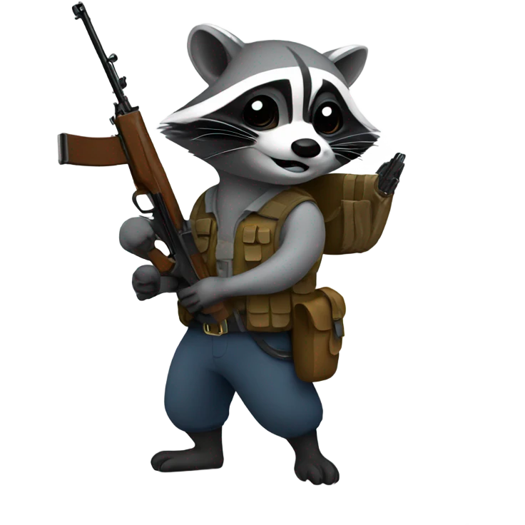Raccoon with rifle emoji