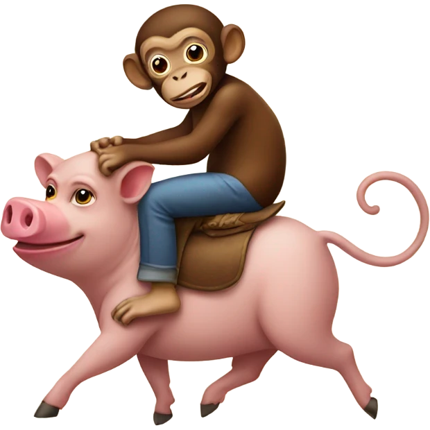 Monkey riding a pig emoji