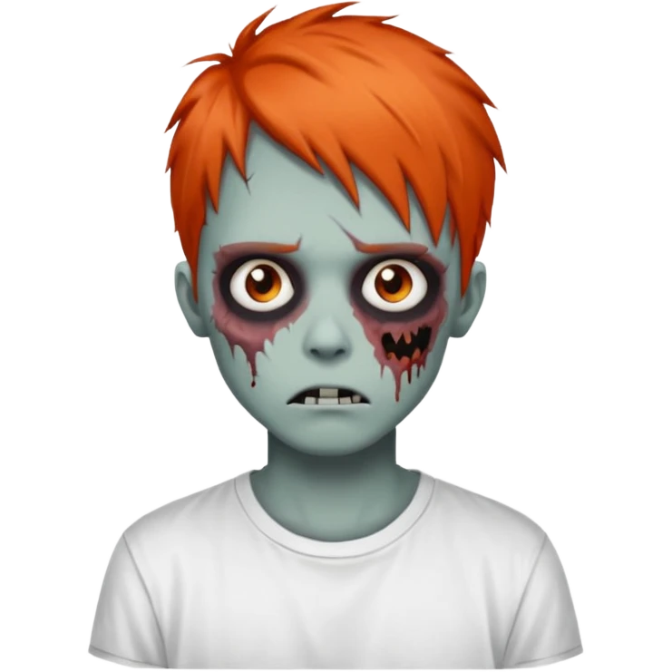 zombie teen emo with emo dark orange hair grunge style white shirt  emoji