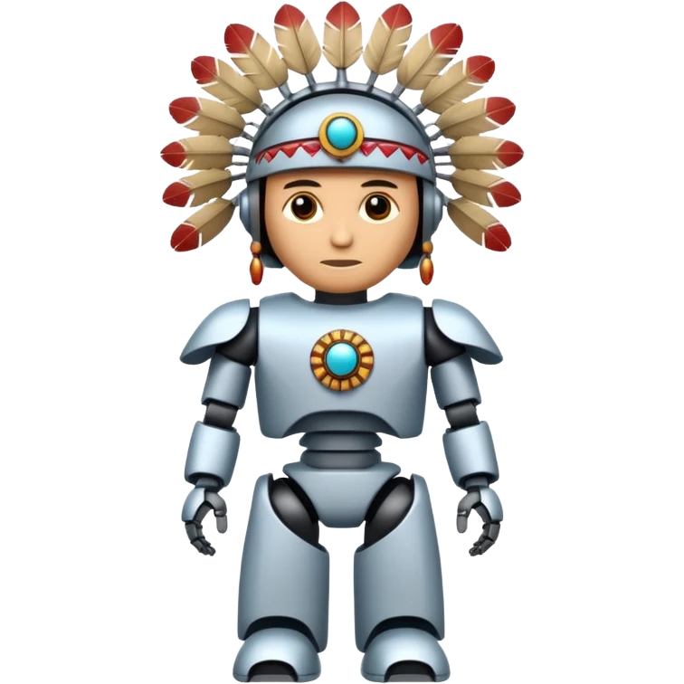 Full Robotic figure wearing native American regalia emoji