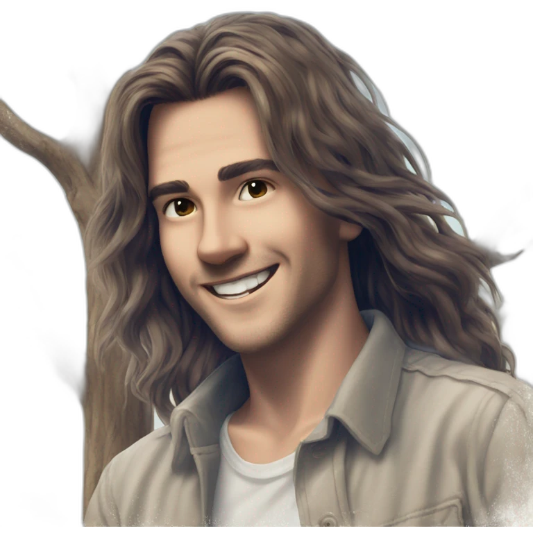 happy boy with long hair emoji