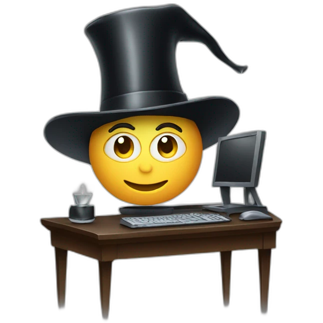 magician behind a computer emoji