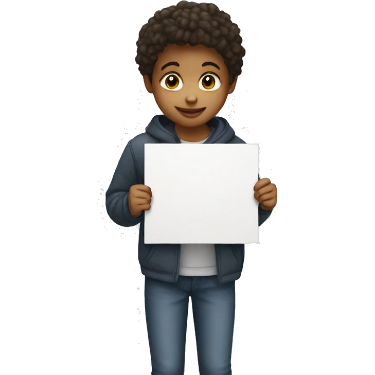 Boy and girl holding a sign emoji