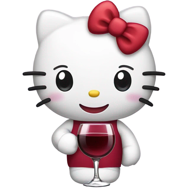 Hello Kitty drinking red wine emoji