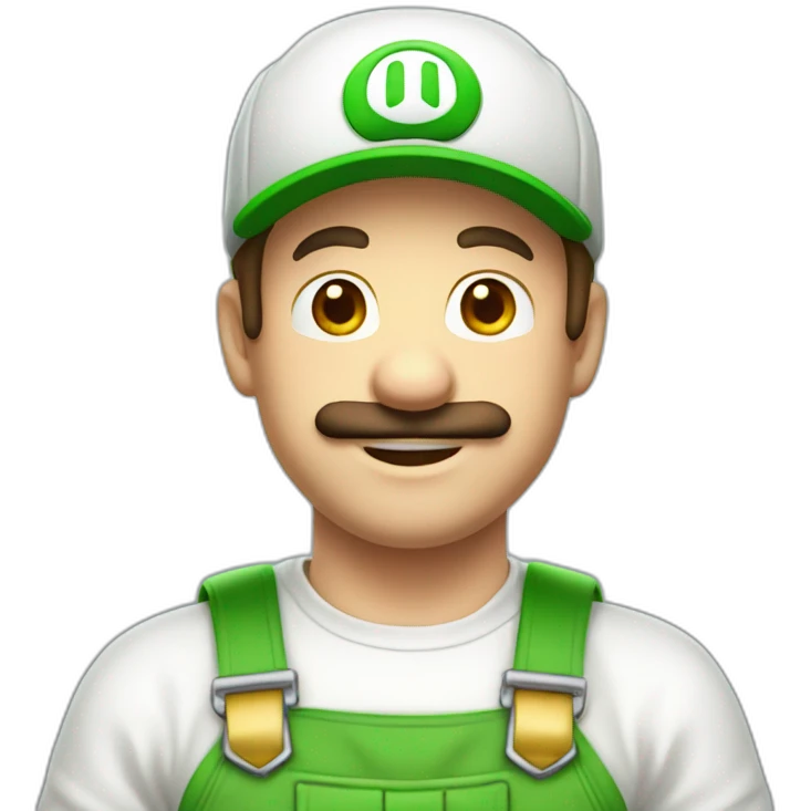 Luigi bros in white overalls And white cap emoji