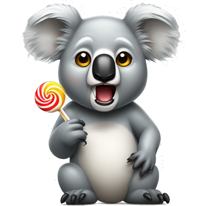 koala angry teeth with lollipop emoji