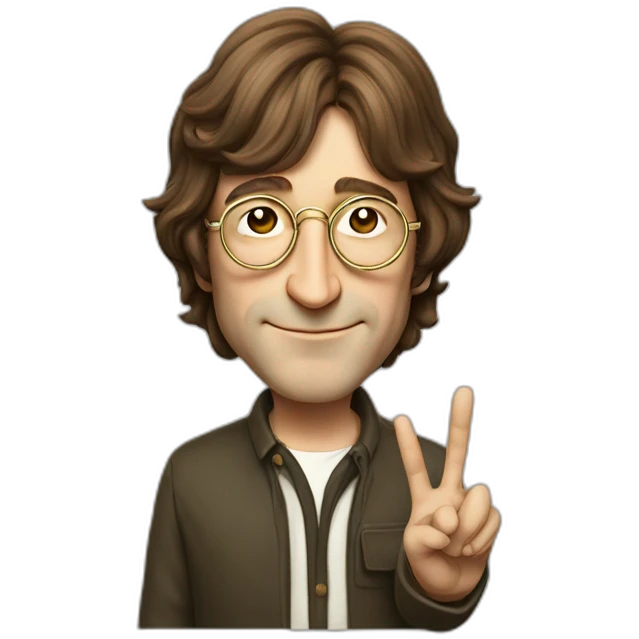 John Lennon showinh the Peace sign emoji