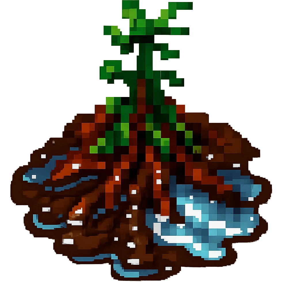 Make the wet soil look even wetter with puddles and shine, keeping the pixel art style look intact. emoji