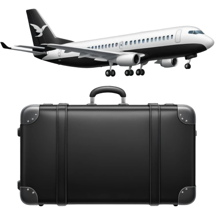 Luggage bags with plane taking off in the background  emoji