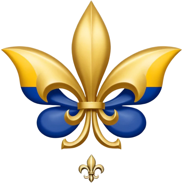 Louisiana Creole flag with a deep blue background, a single gold five-pointed star in the upper left, and three gold fleur-de-lis below it. Flat vector design, clean lines, high contrast, no text, clear at small size. emoji