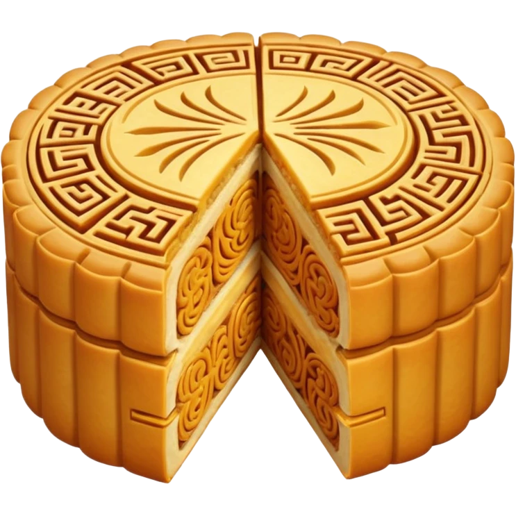 one chinese moon cake cut in half emoji