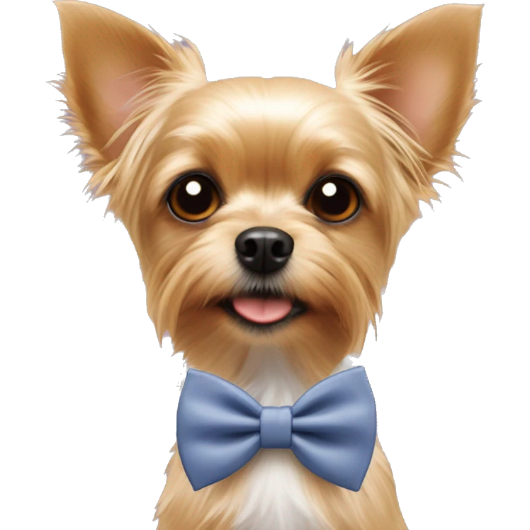 Yorkie￼+Chihuahua ￼￼dog mix with a bow tie emoji