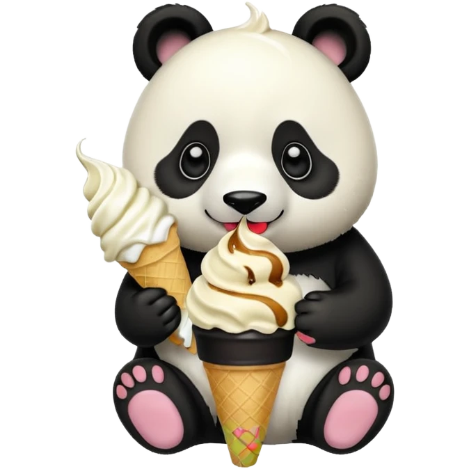 Panda eating ice cream emoji