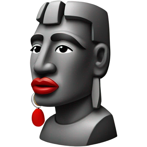 🗿 with red lipstick and earrings  emoji