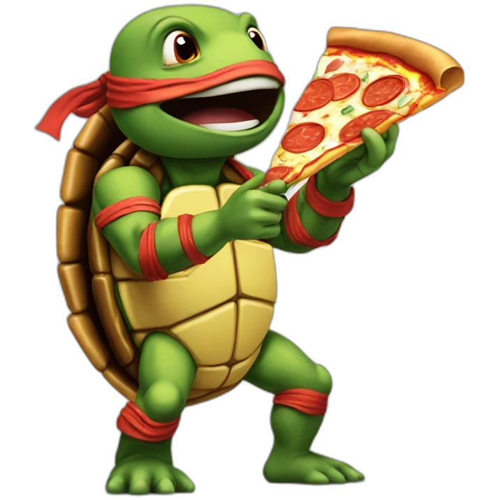 Ninja turtle eating pizza emoji