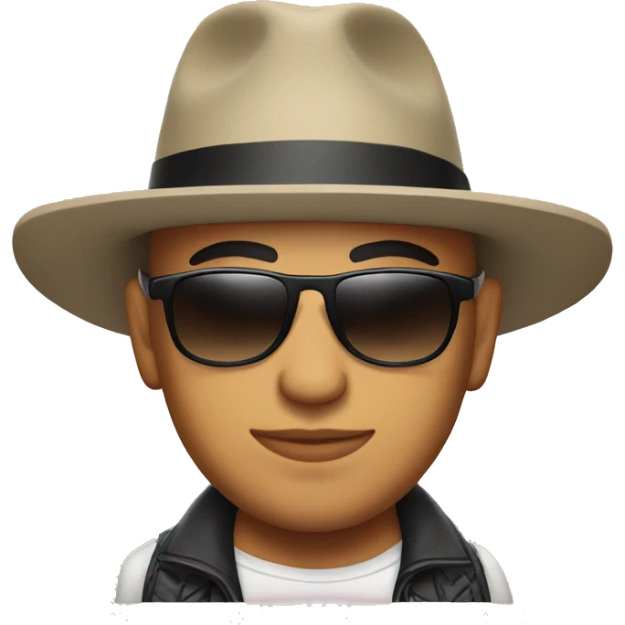 Bald Mexican young man with a hat and sunglasses looking cool emoji
