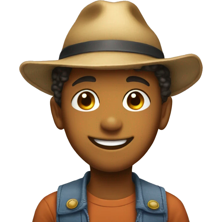 smiling boy with hat indoors emoji