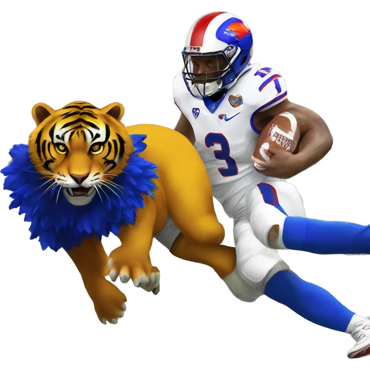 A Missouri tiger beating a Jayhawk emoji