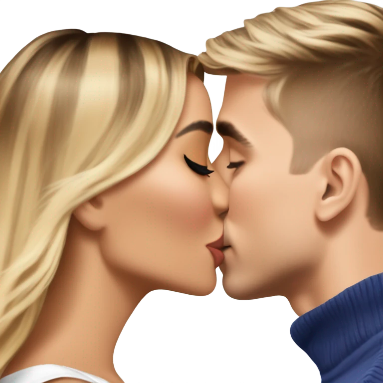 Hailey Bieber and Justin Bieber kissing emoji