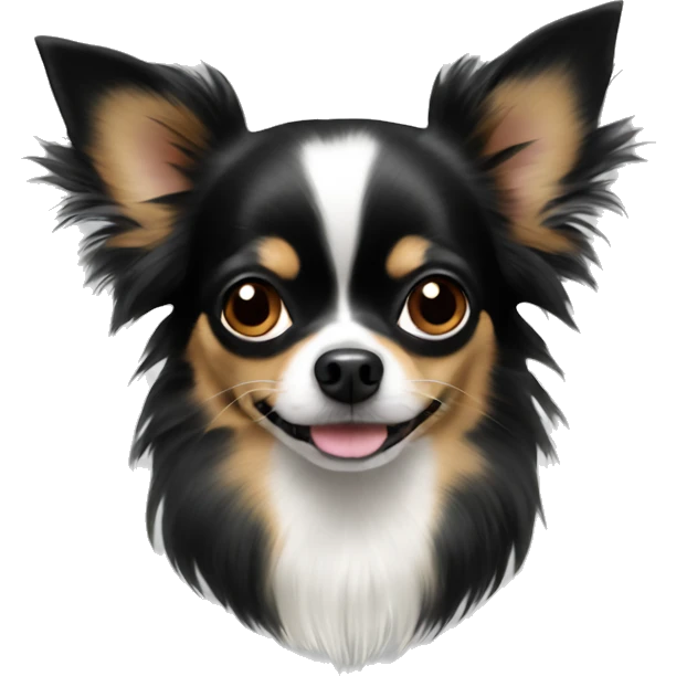 Black tri Long haired chihuahua  emoji