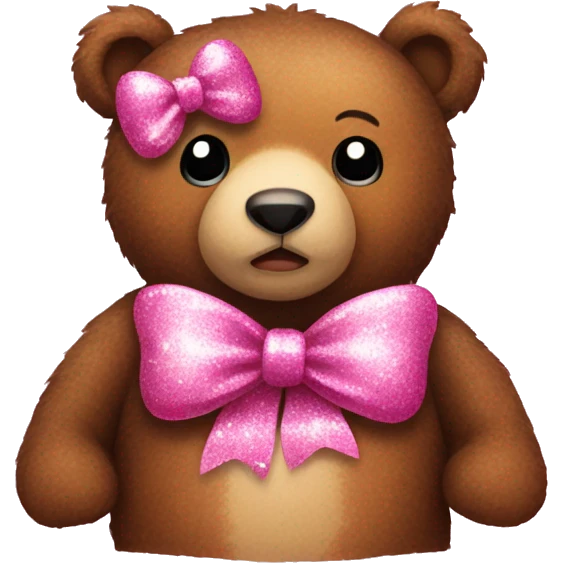 A bear with a pink bow and glitter emoji