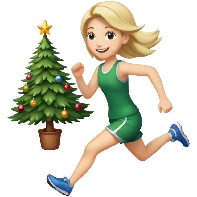 girl running with christmas tree emoji