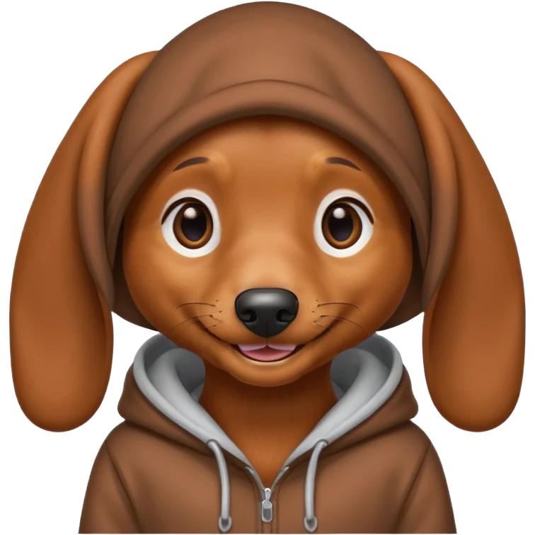 Dachshund wearing a hoodie emoji