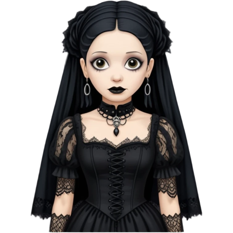 Lene Lovich like a gothic bride in dirty lace emoji