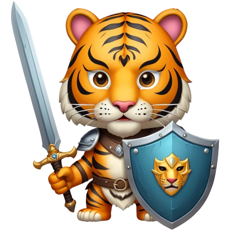 tiger face with shield and sword fantasy game character for Twitch emote emoji