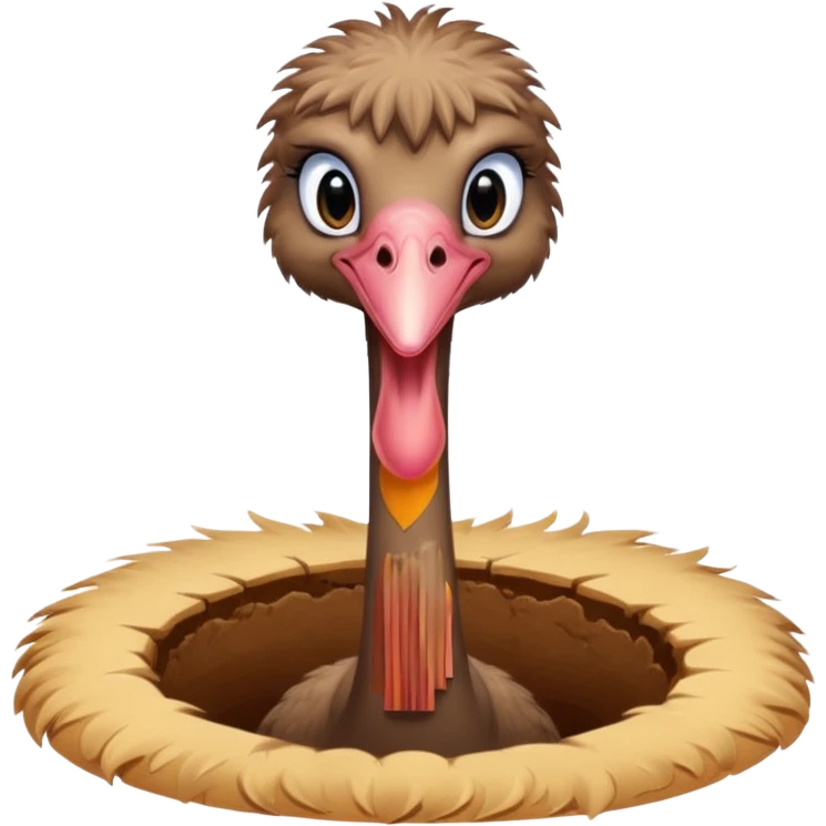 Ostrich with it's head inside a hole in the ground only it's body and neck visible emoji
