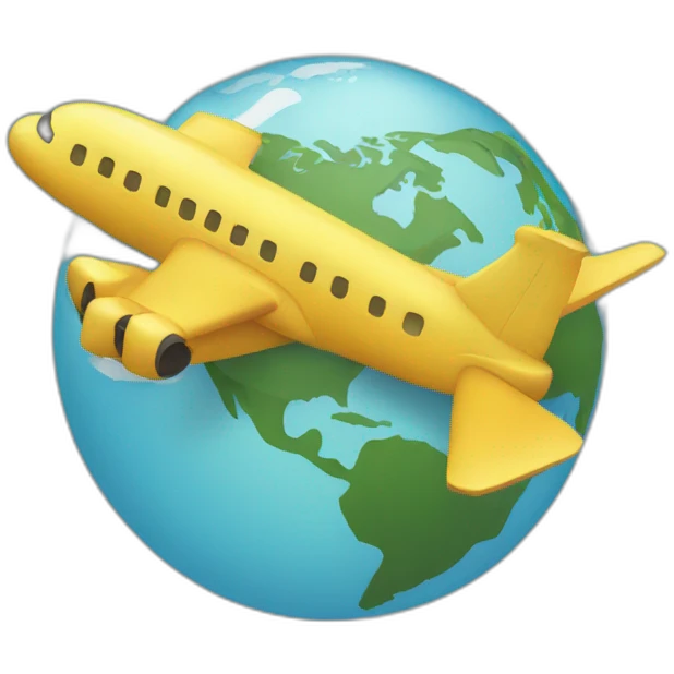 globe with plane flying around it emoji
