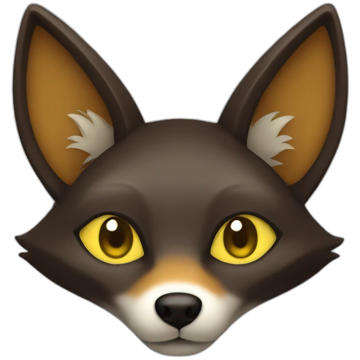 small dark brown fox with yellow eyes and a dark green hood that smile emoji