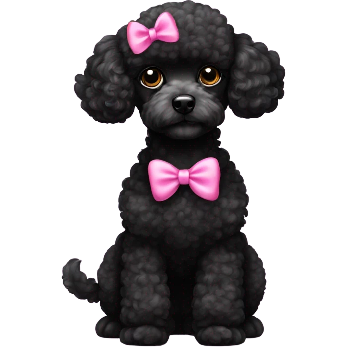 black toy poodle with pink bow emoji