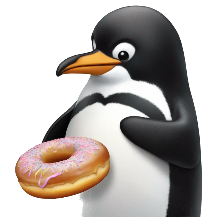 penguin eating a donut emoji