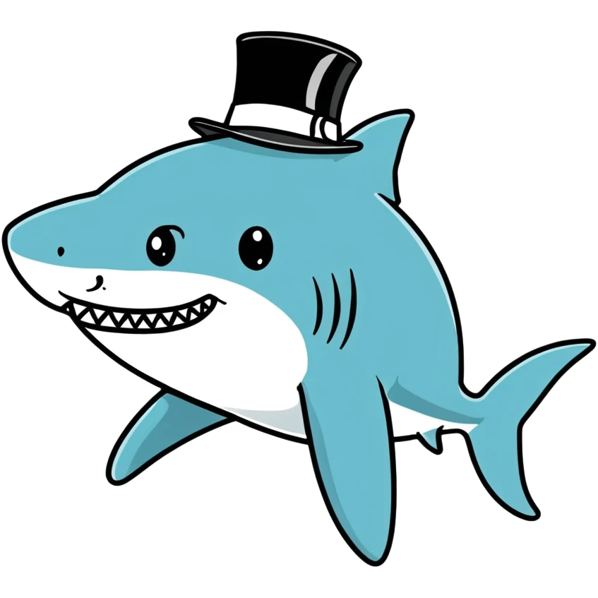 Shark with a top hat emoji