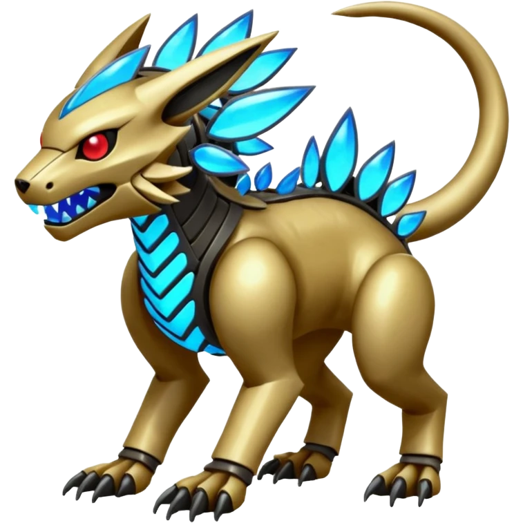 Futuristic WickerBeast-Vernid-Protogen-Fakémon-Pokémon-creature-fusion (full body) emoji