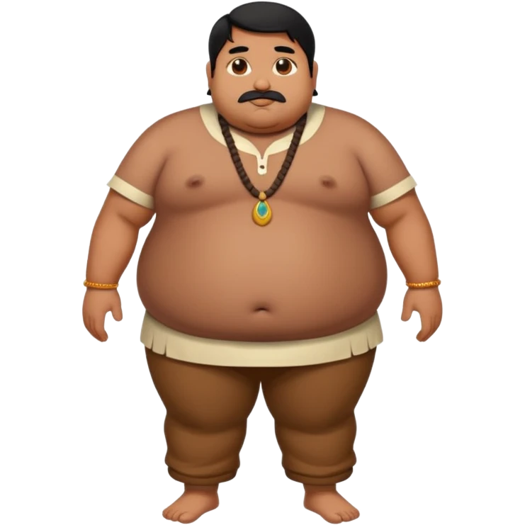 Fat brown Indian man. Full body. Black hair emoji